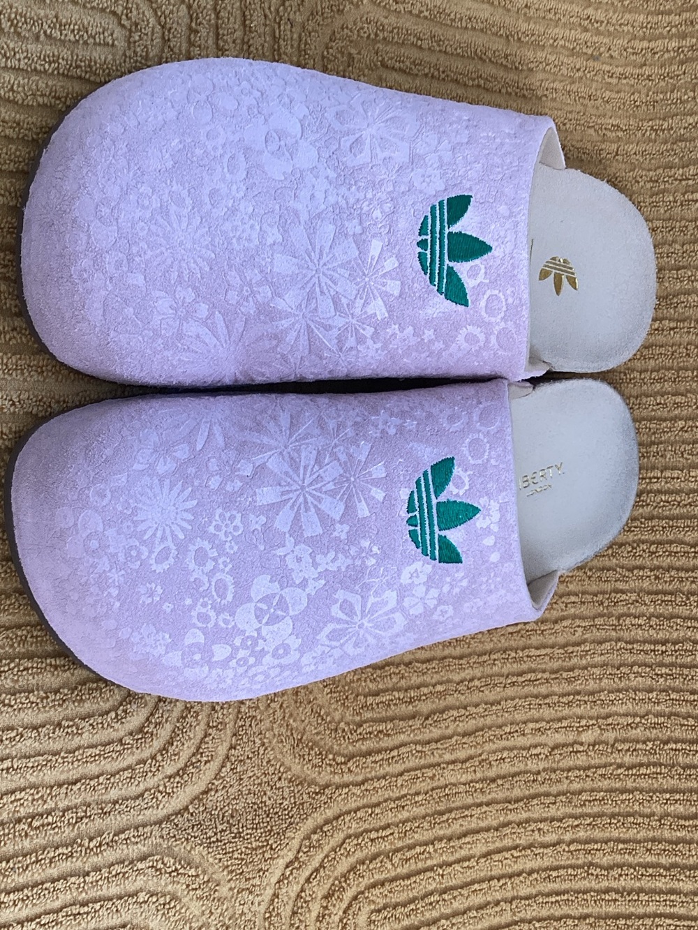 adidas Lavender Floral Embossed Women's Slip-On Slides